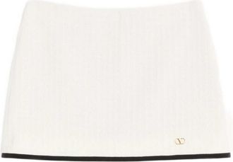 Valentino Gebreide minirok met monogramdetail - Dames - Korte rokken - Wit - L - Rokken