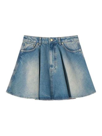 Ganni Denim Miniskirt With A Washed-Out Effect