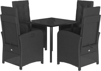 vidaXL Set De Muebles Jard&iacute;n 5 Pzas Con Cojines Rat&aacute;n Sint&eacute;tico Negro Vidaxl