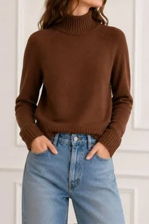 Allude Mock Neck Sweater In Cinnamon Tea