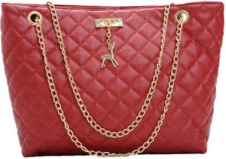 Generic Fashion PU Leather Handbags Women Large Capacity Top-handle Bags Universal Tote for Women Girl Outdoor Shopping (Red)