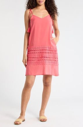 Elan Crochet Trim Cover-Up Dress in Pink Bright at Nordstrom, Size X-Large