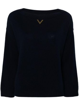 Valentino Garavani logo-plaque sweater - Blue