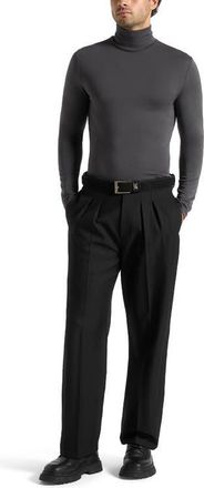 Mani&egrave;re De Voir Long Sleeve Roll Neck Top in Grey at Nordstrom, Size Xx-Large