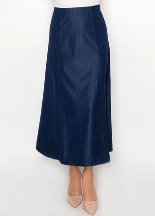 YAL New York Dark Navy Denim Midi Skirt