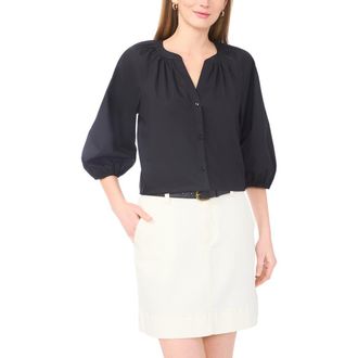 Vince Camuto Raglan Puff Sleeve Top in Rich Black at Nordstrom, Size X-Large