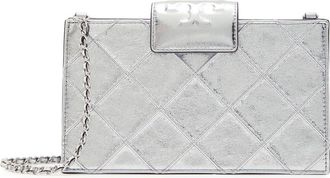 Tory Burch Fleming Mini Metallic Leather Wallet-on-chain - Silver - One Size
