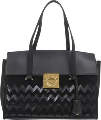 Ferragamo Pre-owned Leather Shoulder Bag - Dames - Vintage Handtas - Zwart - ONE Size - Vintage