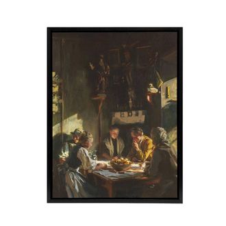 Artery8 Tyrolese Interior Oil Painting Sargent Framed Canvas Wall Art Print | Size: W24 x H32