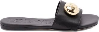 Loewe logo flat sandals - women - Calf Leather/Calf Leather/Calf Leather - 40 - Black