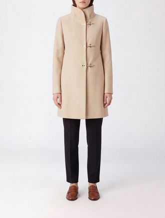 Fay Cappotto in lana vergine al ginocchio con iconica chiusura ad alamari e collo alto