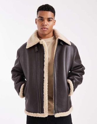 Asos Giacca stile aviatore oversize marrone