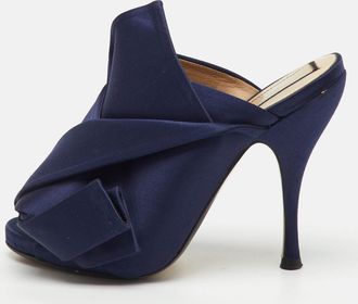 N&deg;21 N&deg;21 Navy Blue Satin Crystal Embellishment Raso Knot Mules