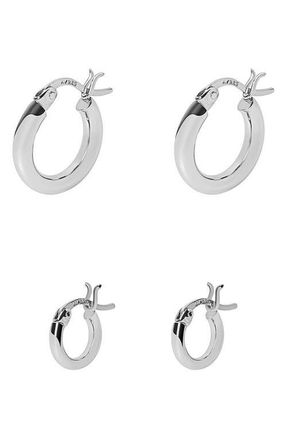 Argento Vivo Set of 2 Hoop Earrings in Silver at Nordstrom