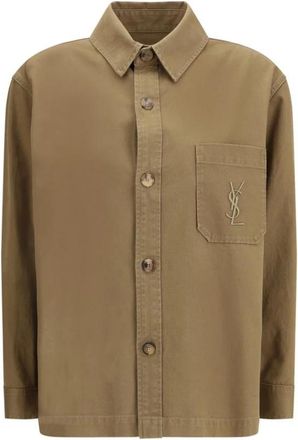 Saint Laurent Cassandre Overshirt - Heren - Zomerjassen - Groen - L - Katoen - Jassen