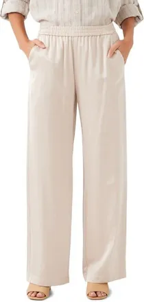 Karen Kane Satin Wide Leg Pants in Khaki at Nordstrom, Size X-Large