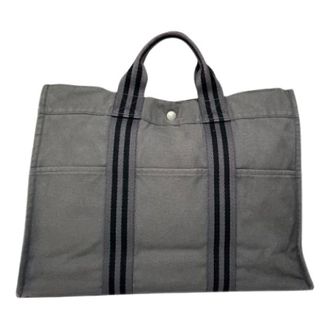 Herm&egrave;s Pre-owned Tote Bags, female, Gray, Size: ONE SIZE Pre-owned Canvas Tote Bag