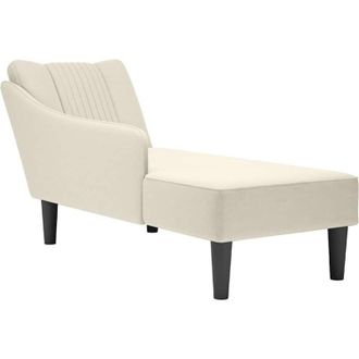 vidaXL Chaise Longue Con Reposabrazos Derecho Terciopelo Crema Vidaxl