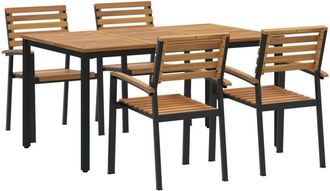 vidaXL vidaXL Garden Dining Set 5 pcs Black and brown 150 x 90 x 75 cm