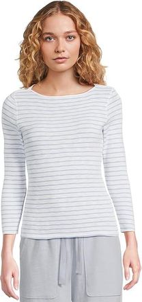Lilla P Striped 3/4 Sleeve Boatneck Womens Clothing Surf Stripe : XS, Cotton