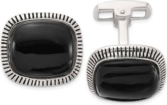 Diamond2Deal Sterling Silver Onyx and Enameled Cuff Links