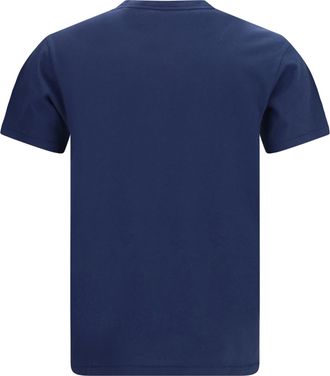 Kenzo Mens Tulip Embroidered Cotton T-Shirt Blue Black T-Shirts And Polos