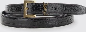 Saint Laurent Cintura Cassandre in pelle di vitello con stampa cocco e monogram YSL