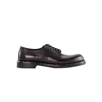 Dolce & Gabbana Stijlvolle Horsehide Derby Schoenen - Heren - Nette schoenen - Zwart - 44 EU - Schoenen