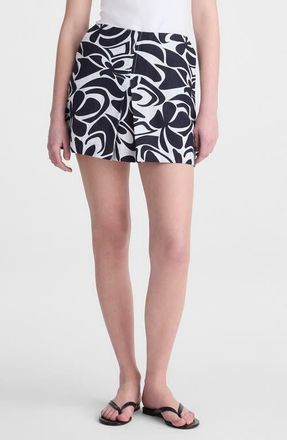 Madewell Pleated Linen Miniskirt in White Multi at Nordstrom, Size 10