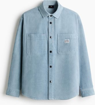 H&M Oversized Hemd aus Baumwollcord - Blue