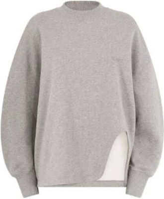 The Attico Round-neck Knitwear, female, Gray, Size: 2XS Sweatshirt With Side Slit