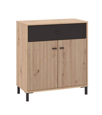 Home Heavenly Aparador de estilo contempor&aacute;neo de mdf en color beige y negro 80 cm