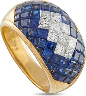 Luxury Bazaar 18K Yellow Gold 1.0ct Diamond and Sapphire Ring MF08-112425