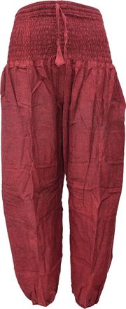 Gheri Womens Pull On Cuffed Taper High Waist Plain Boho Hareem Trousers Maroon