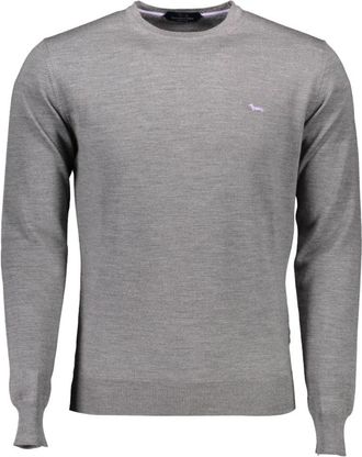 Harmont & Blaine Grijze Wollen Trui met Logo - Heren - Ronde hals truien - Grijs - 2XL - Wol - Truien & Vesten