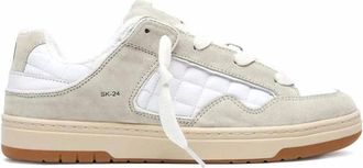 D.A.T.E. Witte Sneakers met Suede Patch - Heren - Sneakers - Veelkleurig - 40 EU - Katoen - Schoenen