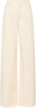 Maison Margiela Gedetailleerde Wijde Broek - Dames - Wijde Broeken - Geel - XS - Leer - Broeken