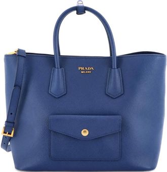 Prada Borsa tote convertibile in pelle Saffiano - Blu