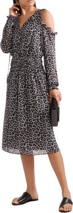 Michael Kors Michael Michael Kors Cold-shoulder printed chiffon midi dress Size S