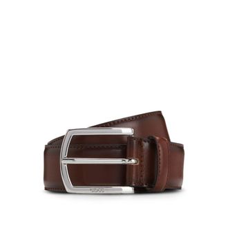 BOSS Italian-leather belt with polished logo buckle
