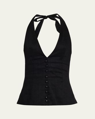 Aexae Linen Halter Top