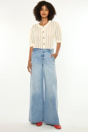 Kancan Kennedy High Rise Super Wide Jeans in Light Wash at Nordstrom, Size 28