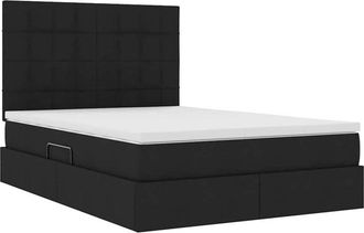 vidaXL Bed with Mattress with LED Black 140 x 190 cm Polyester vidaXL