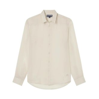 Vilebrequin Caracal Effen Ramie Shirt - Heren - Overhemden - Beige - Maat: L