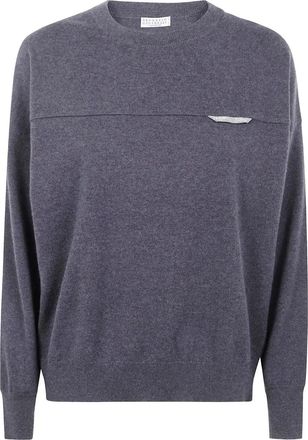 Brunello Cucinelli Felpa con inserti - Grigio