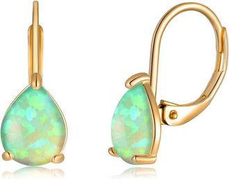 Liv Oliver 18k Gold Blue Opal Drop Earrings