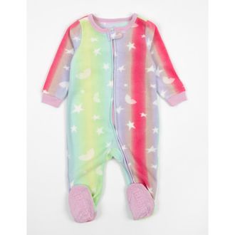 Leveret Fleece Footed Pajamas Holiday Print in Stars Tie Dye at Nordstrom, Size 12-18M