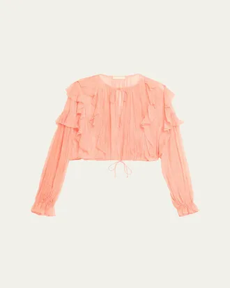 Ulla Johnson Delfina Long-Sleeve Silk Chiffon Blouse