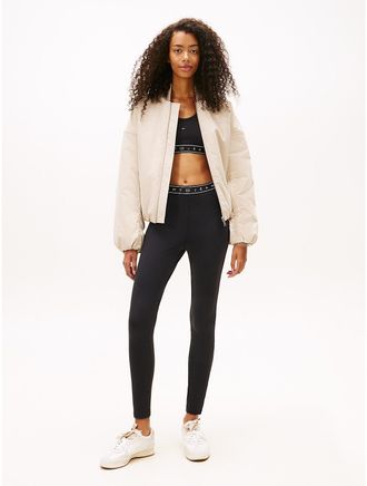 Tommy Hilfiger Womens Tommy Jeans Logo Tape Rib-Knit Legging - Black - XS