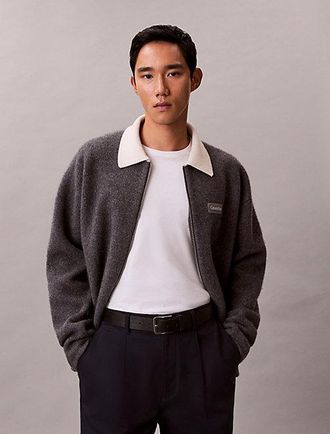 Calvin Klein Boiled Merino Wool Zip Cardigan